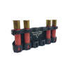 Il Lok 444 Cartridge Quiver tiene sei cartucce pronte per un rapido ricaricamento, con un sistema di ritenzione O-ring sicuro e design robusto in alluminio.